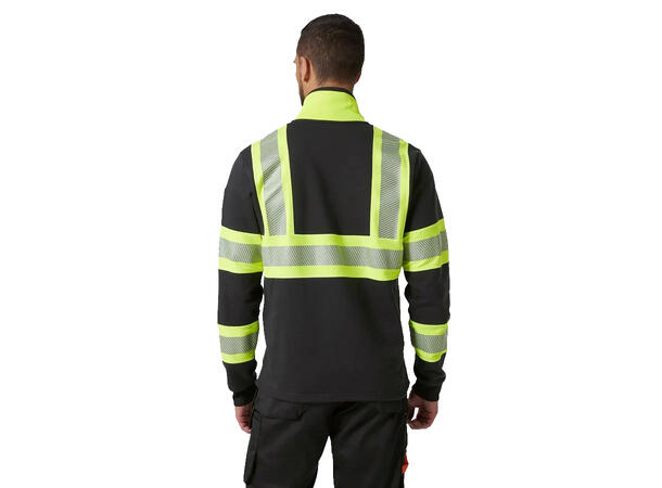 79274 ICU Fullzip BLK/NYEL S HIVIS genser med glidelås 